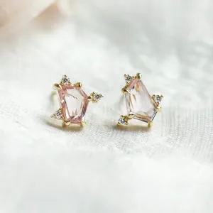 Gold earrings with asymmetrical sapphires and diamonds KAIA