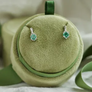 Pair of LENNY gold earrings with emeralds and diamonds