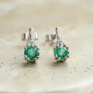 Gold emearld and diamond earrings LENNY