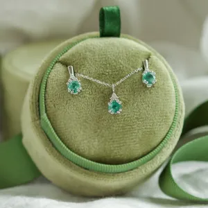 Gold emerald and diamond pendant LANA Thumbnail