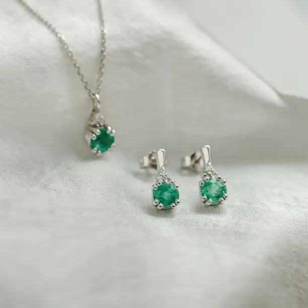Gold emerald and diamond pendant LANA Image
