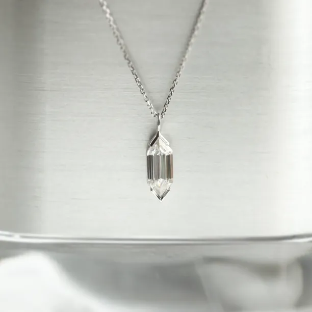 Zlatý přívěsek s hexagon moissanitem FINA na řetízku