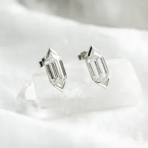 SERENA geometric moissanite earrings with elongated hexagonal stones