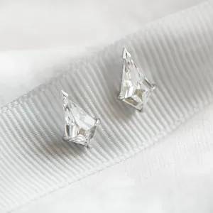 Pair of DEVON kite moissanite earrings in close-up