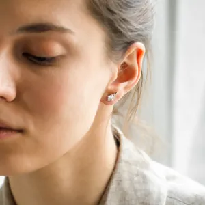 Gold kite moissanite earring DANE worn on the ear