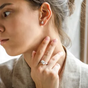 Gold kite moissanite earring DANE worn on the ear