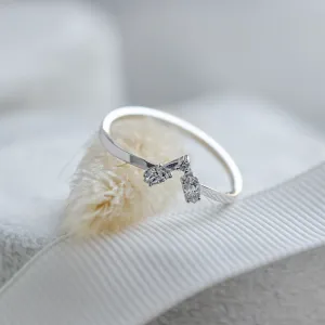 Gold curved ring with diamonds HELGA Thumbnail