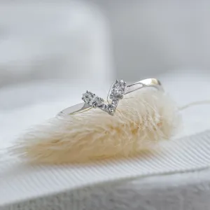 Gold curved ring with diamonds HELGA Thumbnail