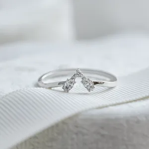 Gold curved ring with diamonds HELGA Thumbnail