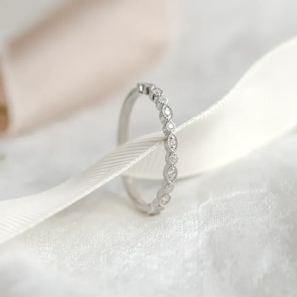 Side view of RIGA vintage eternity ring with lab-grown diamonds