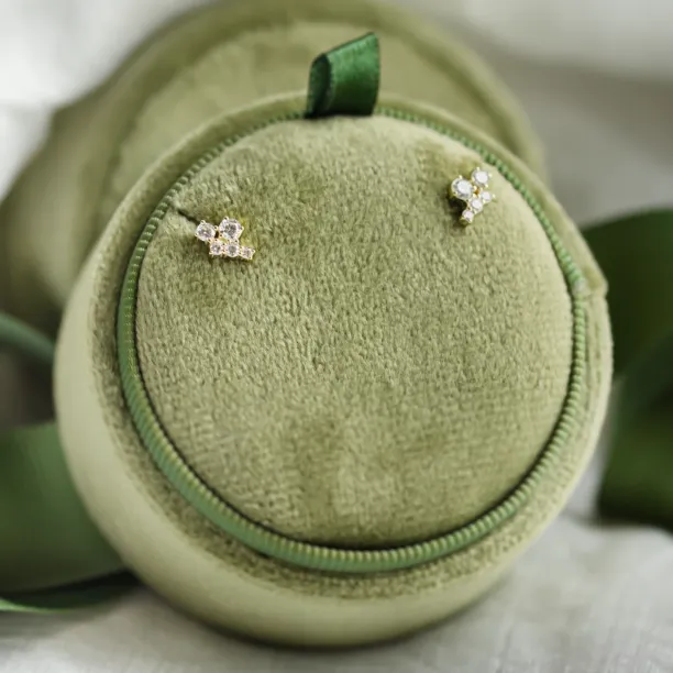 Gold earrings with lab created diamonds in cluster style ZORO Image