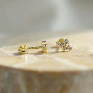 Gold earrings with lab created diamonds in cluster style ZORO Thumbnail