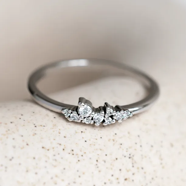 Close-up of the STERN white gold ring with lab created diamonds