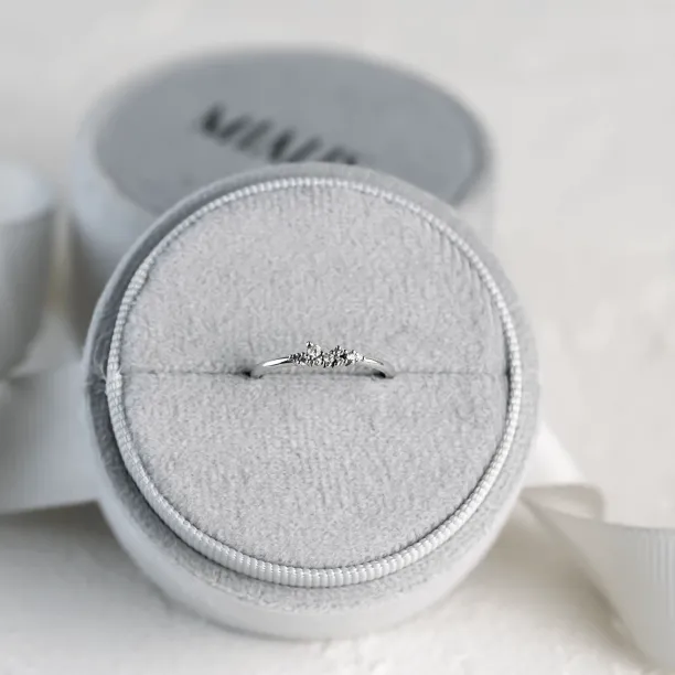 Gold ring with lab created diamonds STERN, angled product view