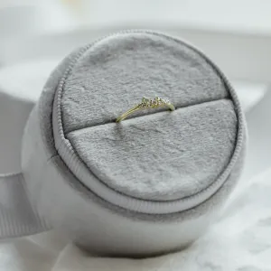 Gold STERN ring with lab created diamonds, elevated angled view