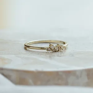 Close-up of the gold STERN ring and its cluster of lab created diamonds