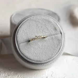 Angled view of CLORÉ gold cluster ring with natural or lab-created diamonds