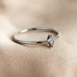 Angled view of the ANTOINE engagement ring with a marquise lab-created diamond