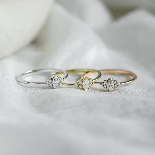 Tři zásnubní prsteny MILLENIAL s markýzovými lab-grown diamanty
