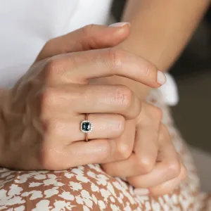 Teal sapphire and diamond engagement ring AUBREY