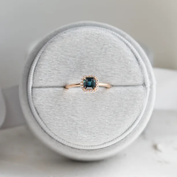 Teal sapphire and diamond engagement ring AUBREY Image