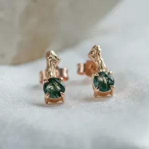 Unusual moss agate and twig earrings by ELLION Thumbnail
