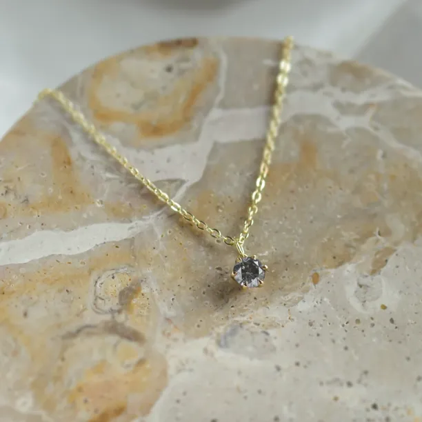 Minimalist gold pendant with salt and pepper diamond SALO Image