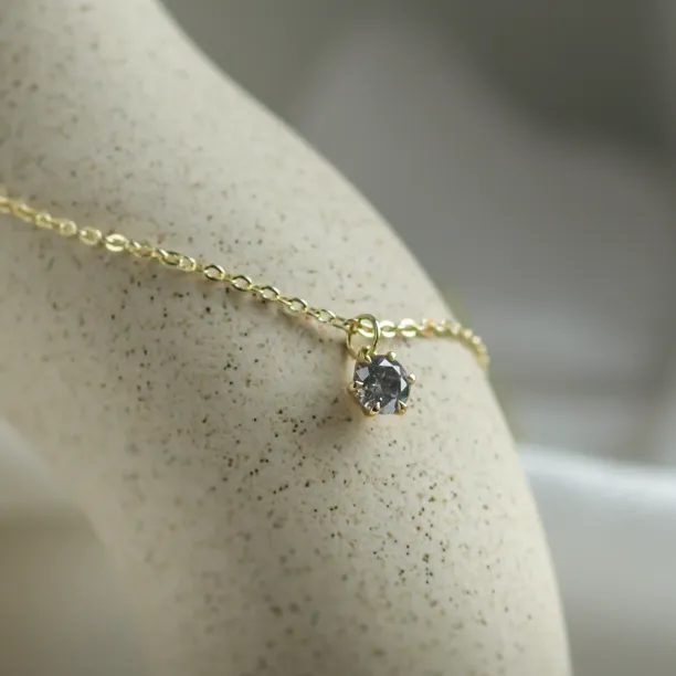 Minimalist gold pendant with salt and pepper diamond SALO Image
