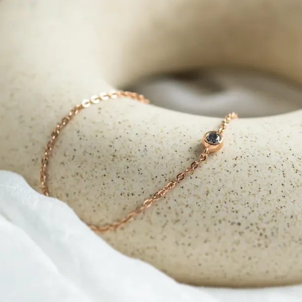 Minimalist bracelet with bezel salt and pepper diamond SANDY Image