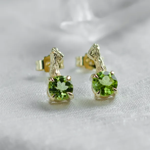 Stud earrings with peridot and twig DEAN Image