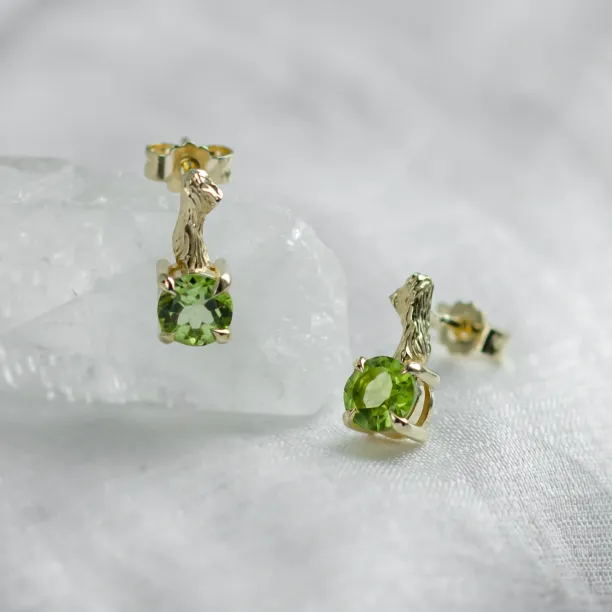 Stud earrings with peridot and twig DEAN Image