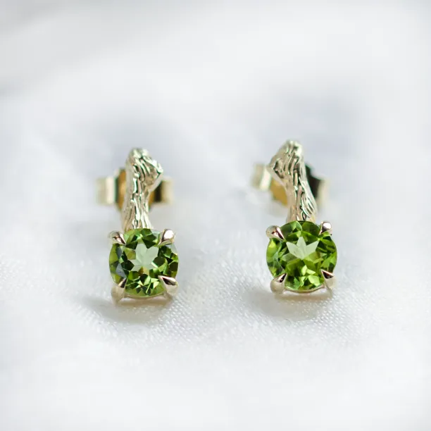 Stud earrings with peridot and twig DEAN Image