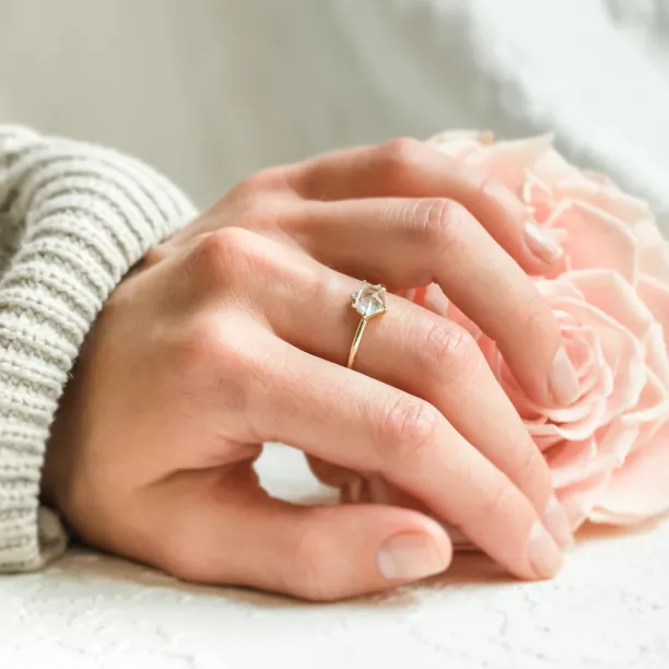 Unusual engagement ring with white sapphire in atypical shape MARIAH Image