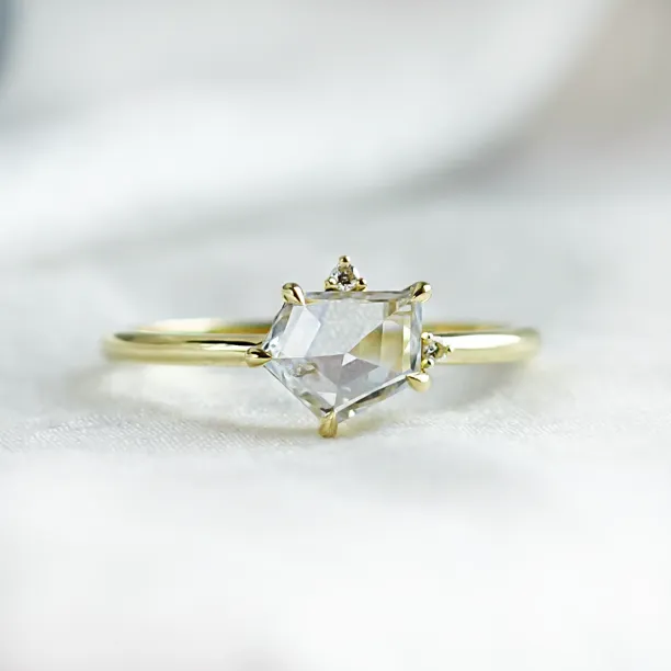 Unusual engagement ring with white sapphire in atypical shape MARIAH Image