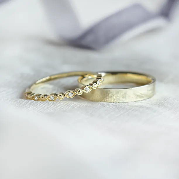 HONEY diamond wedding rings with an eternity ring and plain band
