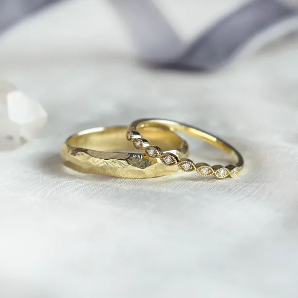 DARLING diamond wedding bands with hammered and eternity ring designs