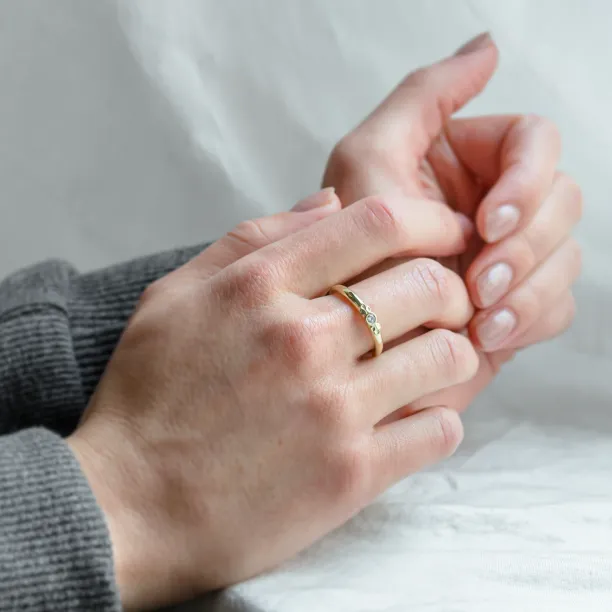 Engagement ring with a diamond and massive hoop JUNE Image