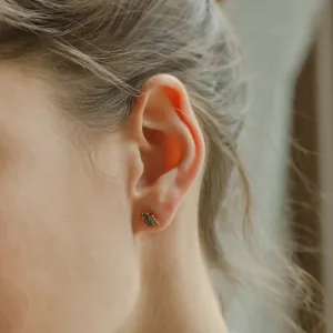 Gold cluster earrings with salt and pepper diamonds CALLA Thumbnail