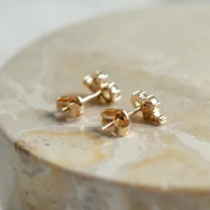 Gold cluster earrings with salt and pepper diamonds CALLA Thumbnail
