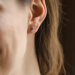 Minimalist gold earrings with salt and pepper diamonds in bezel setting NOLA Thumbnail