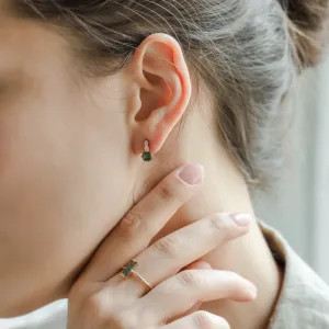 Zlatá náušnice LILIBET s mechovým achátem a diamanty na uchu