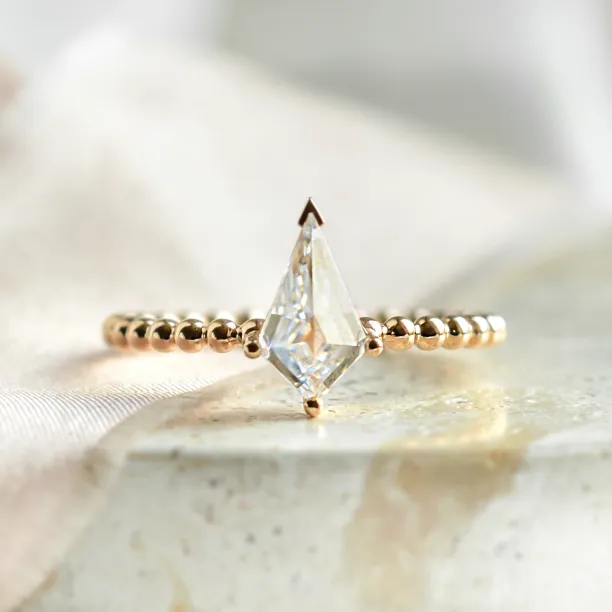 Engagement ring with beaded ball setting and kite moissanite BREEZE Image