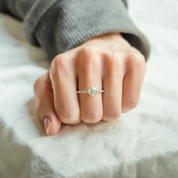 Engagement beaded ball ring with hexagon moissanite ELSIE Image