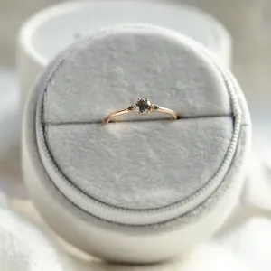 Minimalist engagement ring with salt and pepper diamonds TROIS Thumbnail