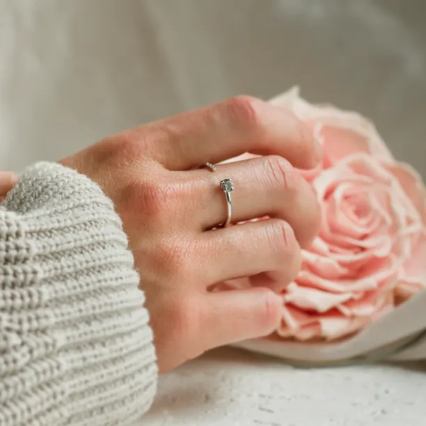 Open ring with salt and pepper diamond and classic diamonds BRAIDY