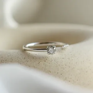 Open ring with salt and pepper diamond and classic diamonds BRAIDY