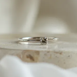 Open ring with salt and pepper diamond and classic diamonds BRAIDY
