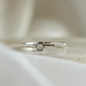Open ring with salt and pepper diamond and classic diamonds BRAIDY