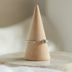 Open ring with salt and pepper diamond and classic diamonds BRAIDY