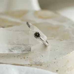 Open ring with salt and pepper diamond and classic diamonds BRAIDY